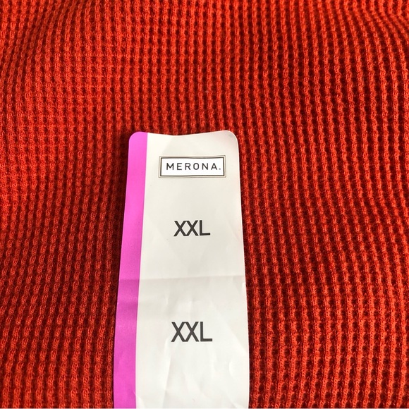 NWT Merona Shirt Men's XXL Rust Orange Thermal Waffle Knit Henley Long Sleeve - Picture 9 of 13